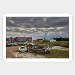 Vintage rowing boat in Brancaster Staithe, Norfolk Sticker